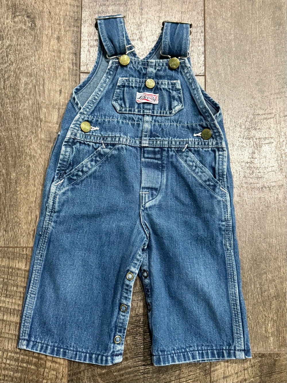 Vintage 100% Cotton Boys Liberty Overall Denim Farmer Bibs Sz 6 M Months USA